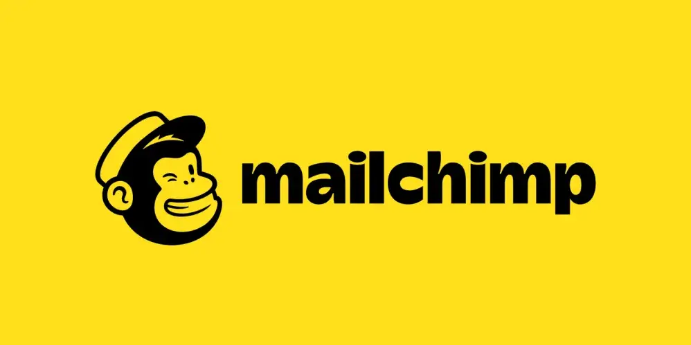 The Mailchimp logo on a yellow background, suitable for marketing needs.