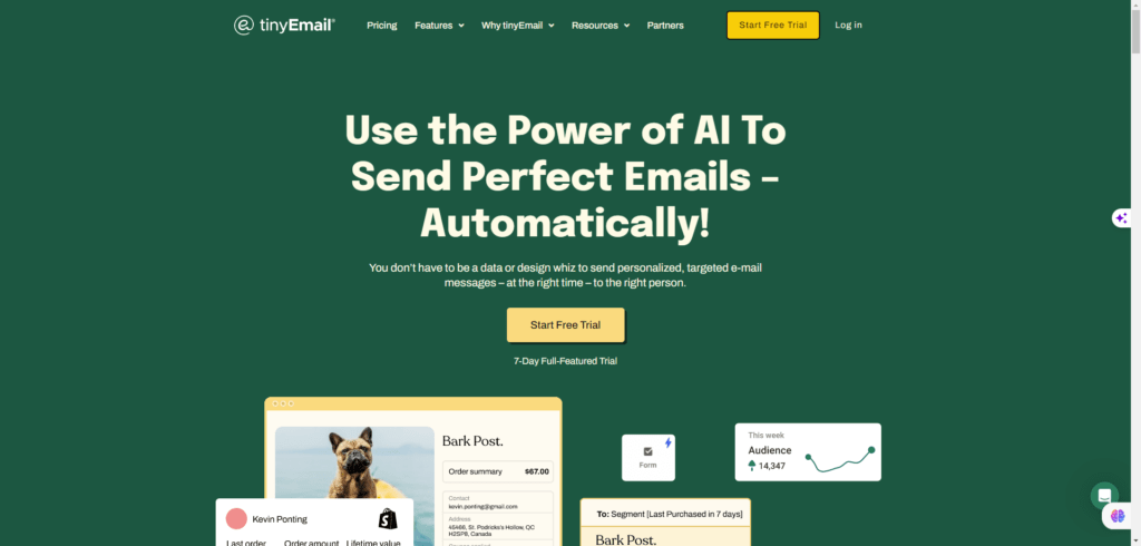 Utilize the power of AI to automatically send flawless TinyEmails.