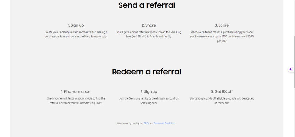 A screen shot of a website showing the different types of referrals for unlocking Samsung devices and their earning potential.