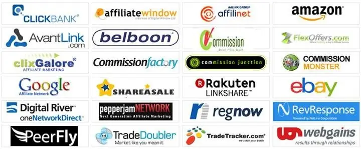 Many different logos of best Affiliate Programs for Beginners Without a Website