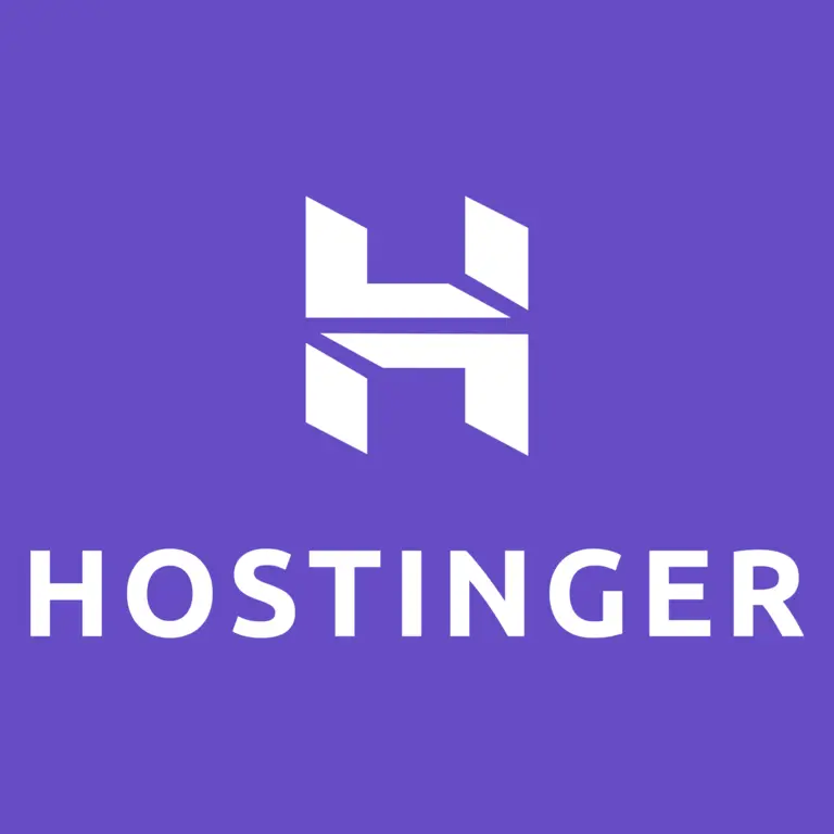 Hostinger logo on a purple background, Easily. The Hostinger affiliate program