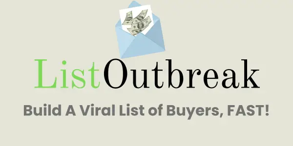 Unlock Viral Traffic: Build a list of eager buyers fast with List Outbreak! An envelope bursting with dollar bills shows the potential to drive viral growth and substantial profits.