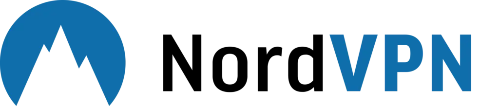 The blue NordVPN logo elegantly showcases a simplified mountain design, accompanied by the text "VPN," symbolizing their commitment to secure virtual private networks.