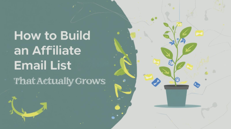 A potted plant with growing branches features email and dollar icons, alongside the text "How to Build an Affiliate Email List That Actually Grows," symbolizing real email list growth. - Prime Affiliate Reviews — Trusted, Honest Support A potted plant with growing branches features email and dollar icons, alongside the text "How to Build an Affiliate Email List That Actually Grows," symbolizing real email list growth.
