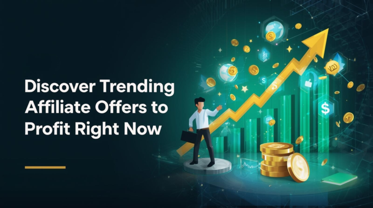 A businessperson stands by gold coins and an upward arrow, with floating currency symbols and graphs. Text reads: "Discover Trending Affiliate Offers—boost your earnings in affiliate marketing and profit right now. - Prime Affiliate Reviews — Trusted, Honest Support A businessperson stands by gold coins and an upward arrow, with floating currency symbols and graphs. Text reads: "Discover Trending Affiliate Offers—boost your earnings in affiliate marketing and profit right now.